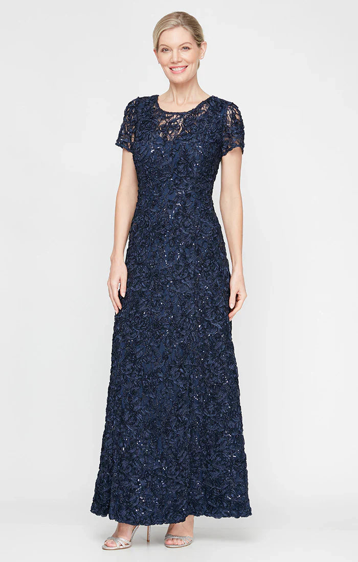 Alex Evenings Women's Soutache Sequinned A-Line Dress - Sky Blue - Size 8 Alex Evenings Women's Soutache Sequinned A-Line Dress - Sky Blue - Size 8