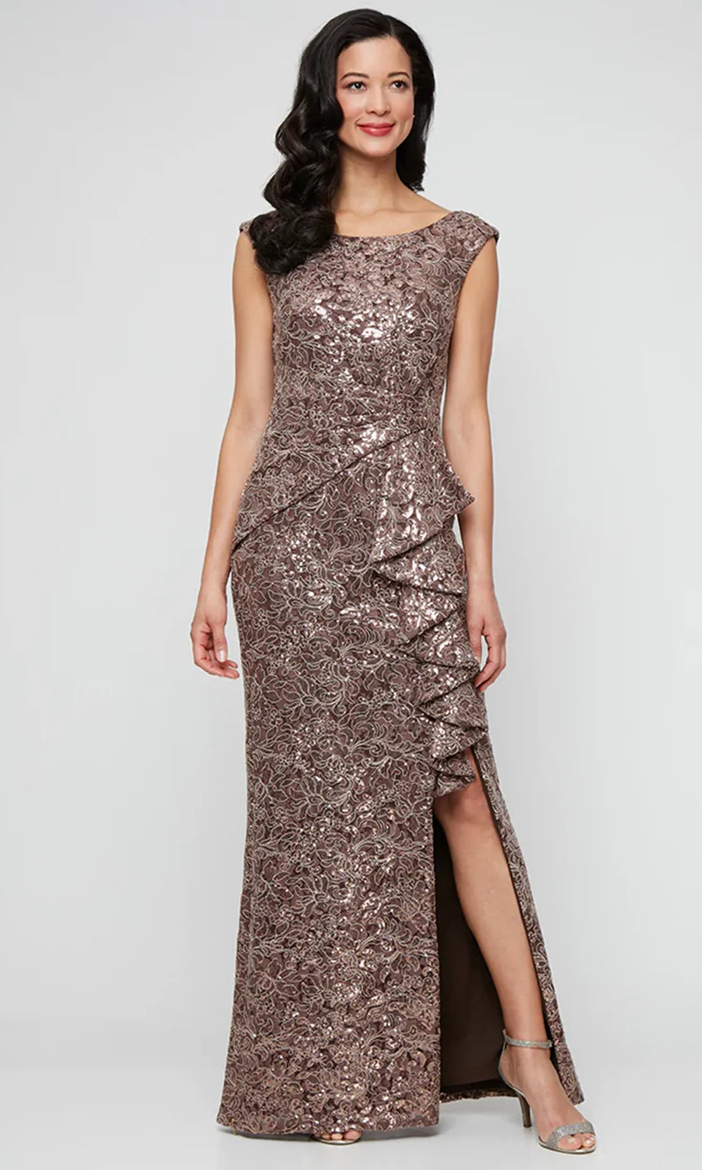 Alex Evenings 81122751 - Sleeveless Lace Gown with Ruffle Detail Formal Gowns