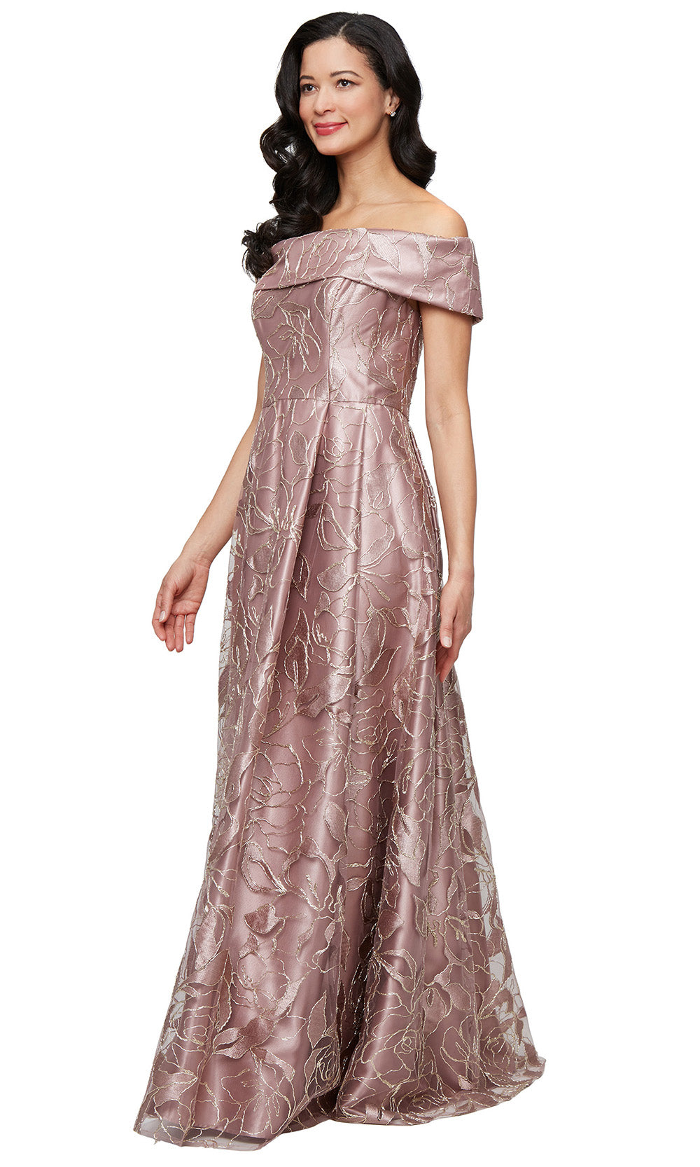 Alex Evenings 81171862 - Embroidered Off Shoulder Evening Gown Alex Evenings 81171862 - Embroidered Off Shoulder Evening Gown