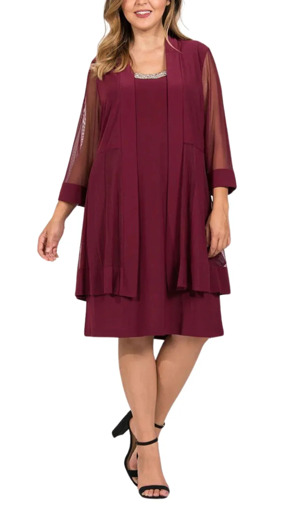 R&M Richards 8442W - Three-Quarter Sleeve Jacket Sheath Dress Cocktail Dresses