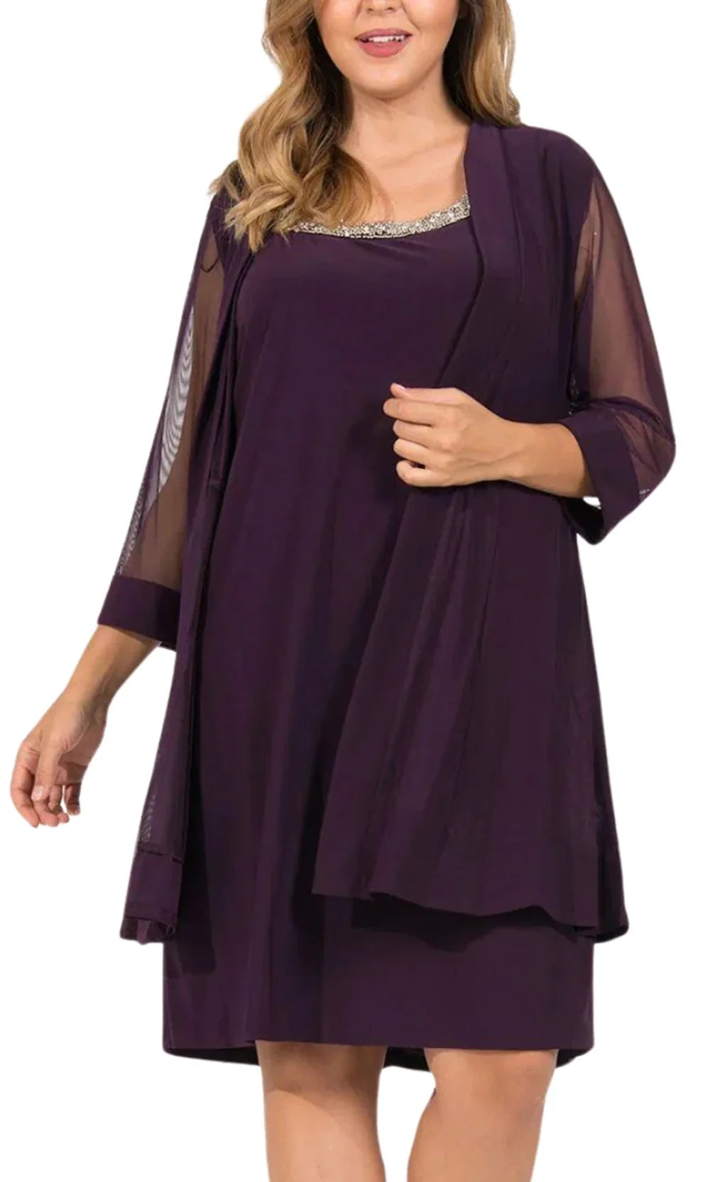 R&M Richards 8442W - Three-Quarter Sleeve Jacket Sheath Dress Cocktail Dresses