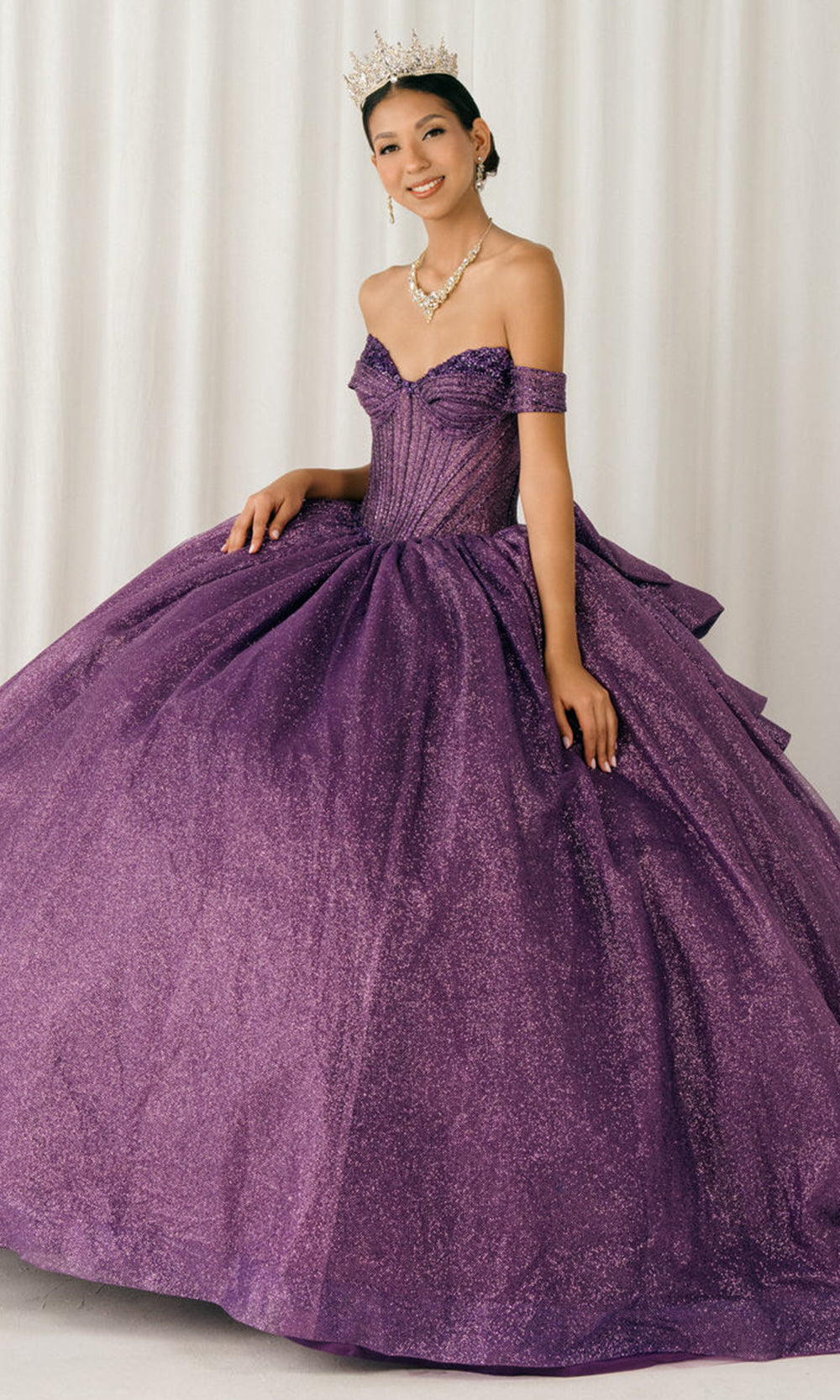 Cinderella Couture 8460JQ - Long Poly Glitter Ballgown Dress