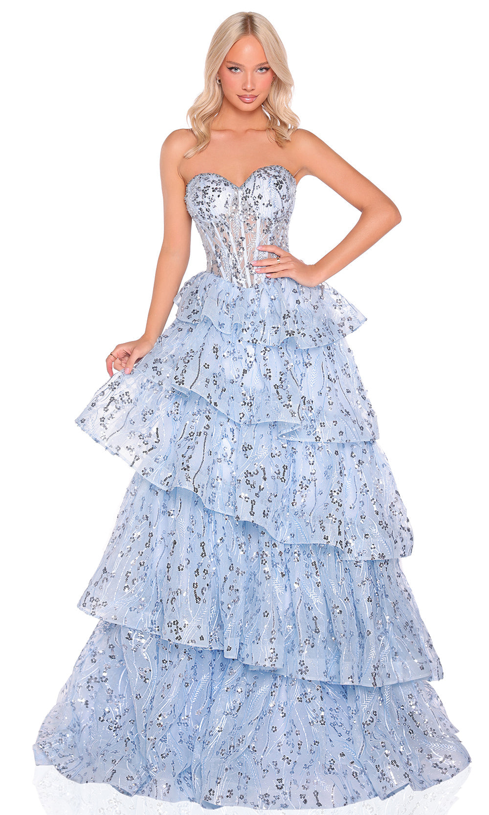Amarra 88934 - Layered Tulle Sweetheart Gown with Corset Bodice Ball Gowns