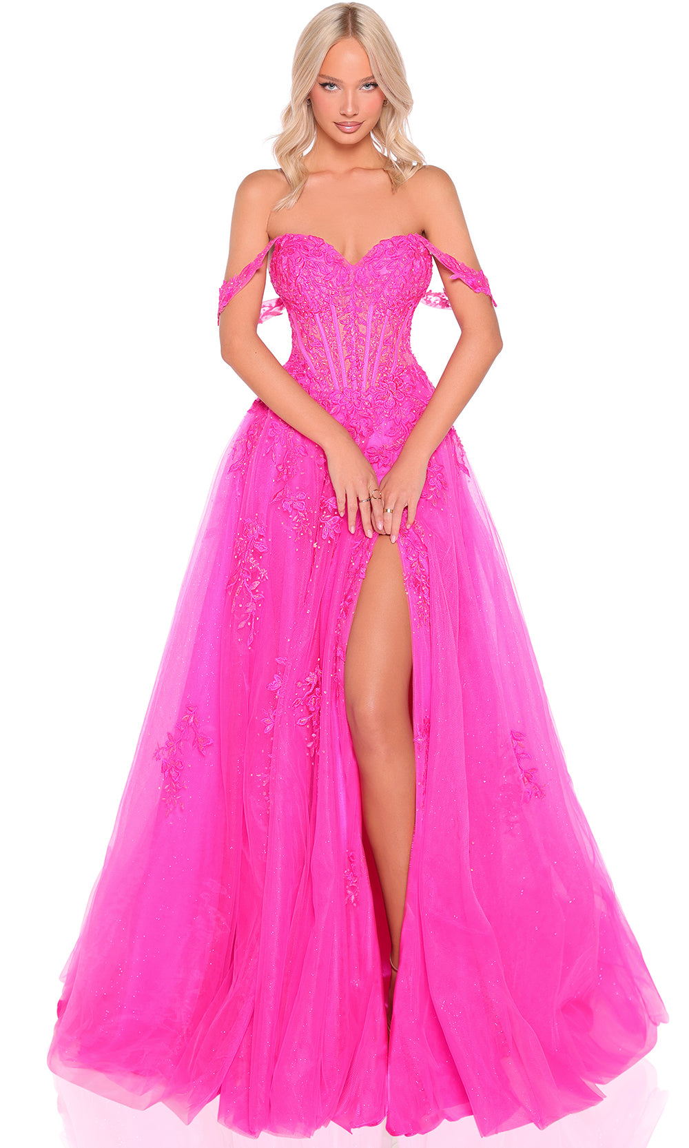 Amarra 88963 - Off Shoulder Embroidered Corset Gown Prom Dresses