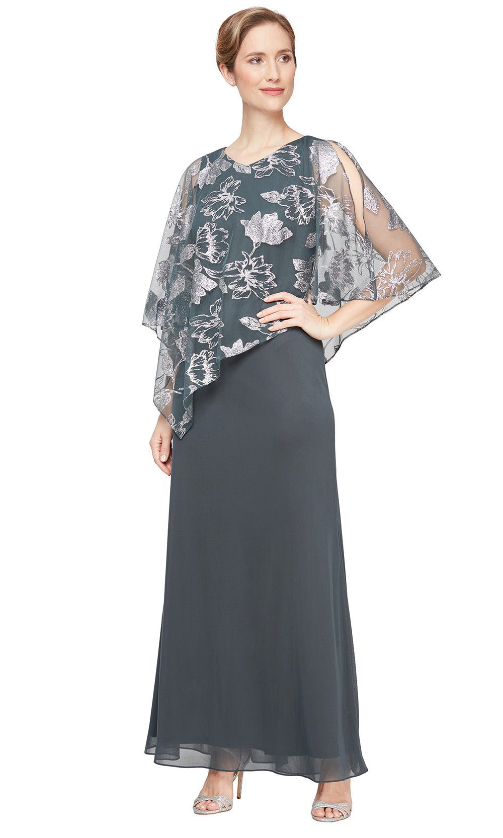 S.L. Fashions 9133232 - Asymmetric Overlay Bodice Scoop Neckline Gown Formal Gowns