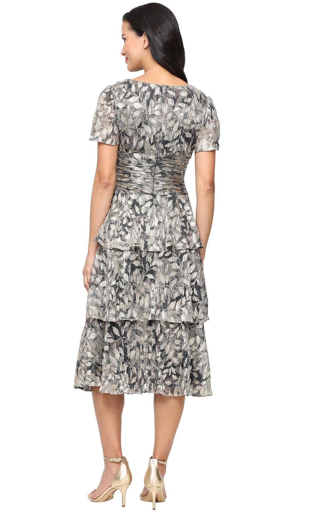 S.L. Fashions 9155268 - Flutter Sleeve V-Neck Printed Dress Wedding Guest