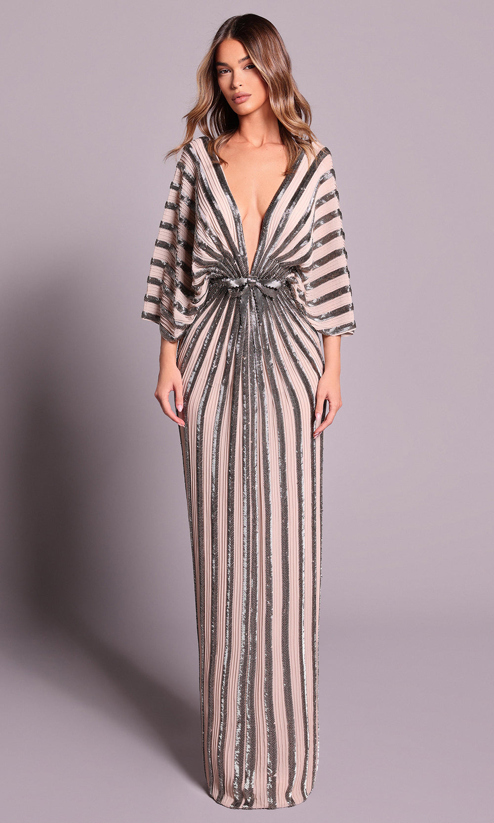 Tarik Ediz 99043 - Long Embroidery Column Dress