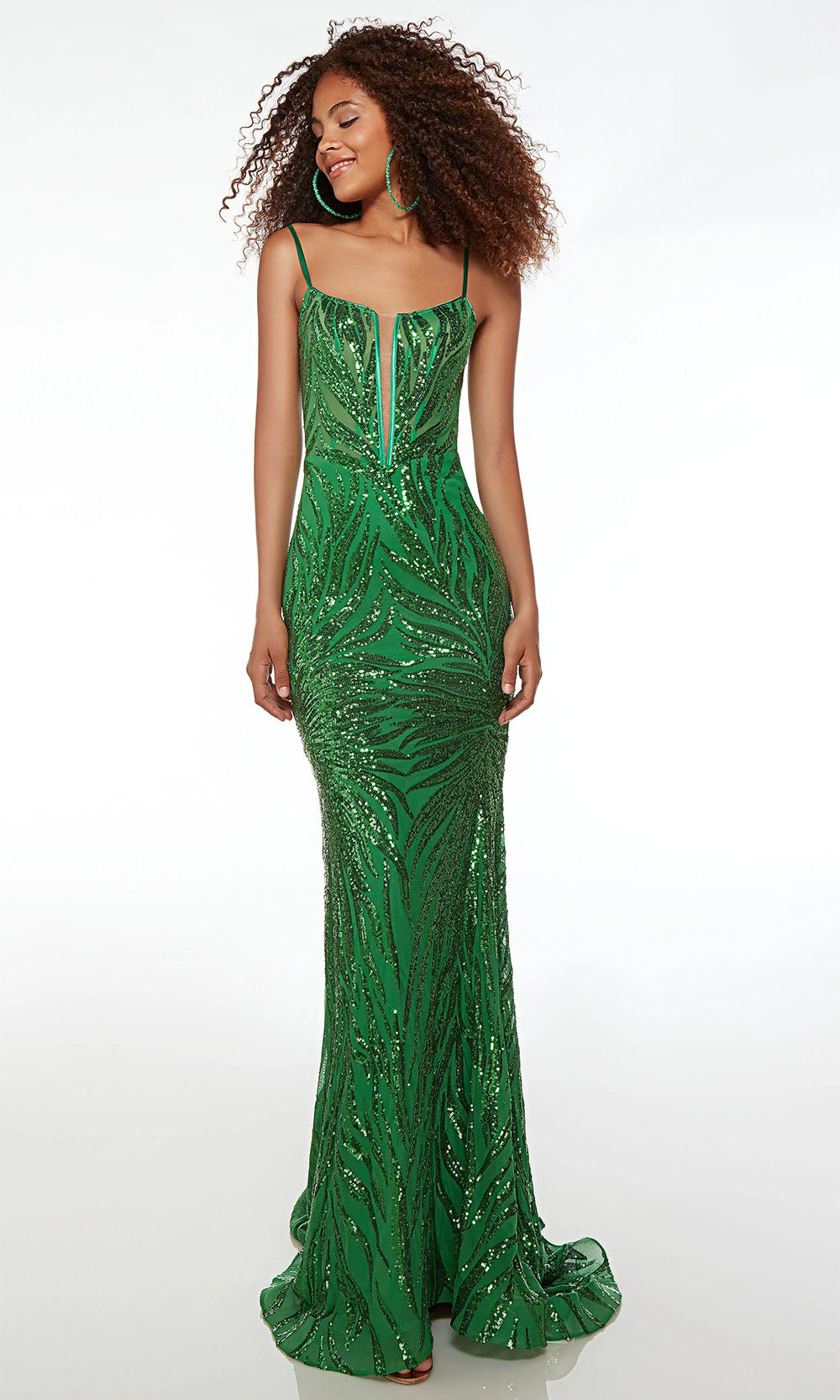 Alyce Paris 61565 - Long Sequins Sheath Dress - Spaghetti Straps, Fitted, Sleeveless, Sheer Inset, Plunging Neck, Sequin Embellished, Mid-Open Back, Lace Up, Sweep Train ADASA Alyce Paris 61565 - Long Sequins Sheath Dress - Spaghetti Straps, Fitted, Sleeveless, Sheer Inset, Plunging Neck, Sequin Embellished, Mid-Open Back, Lace Up, Sweep Train ADASA