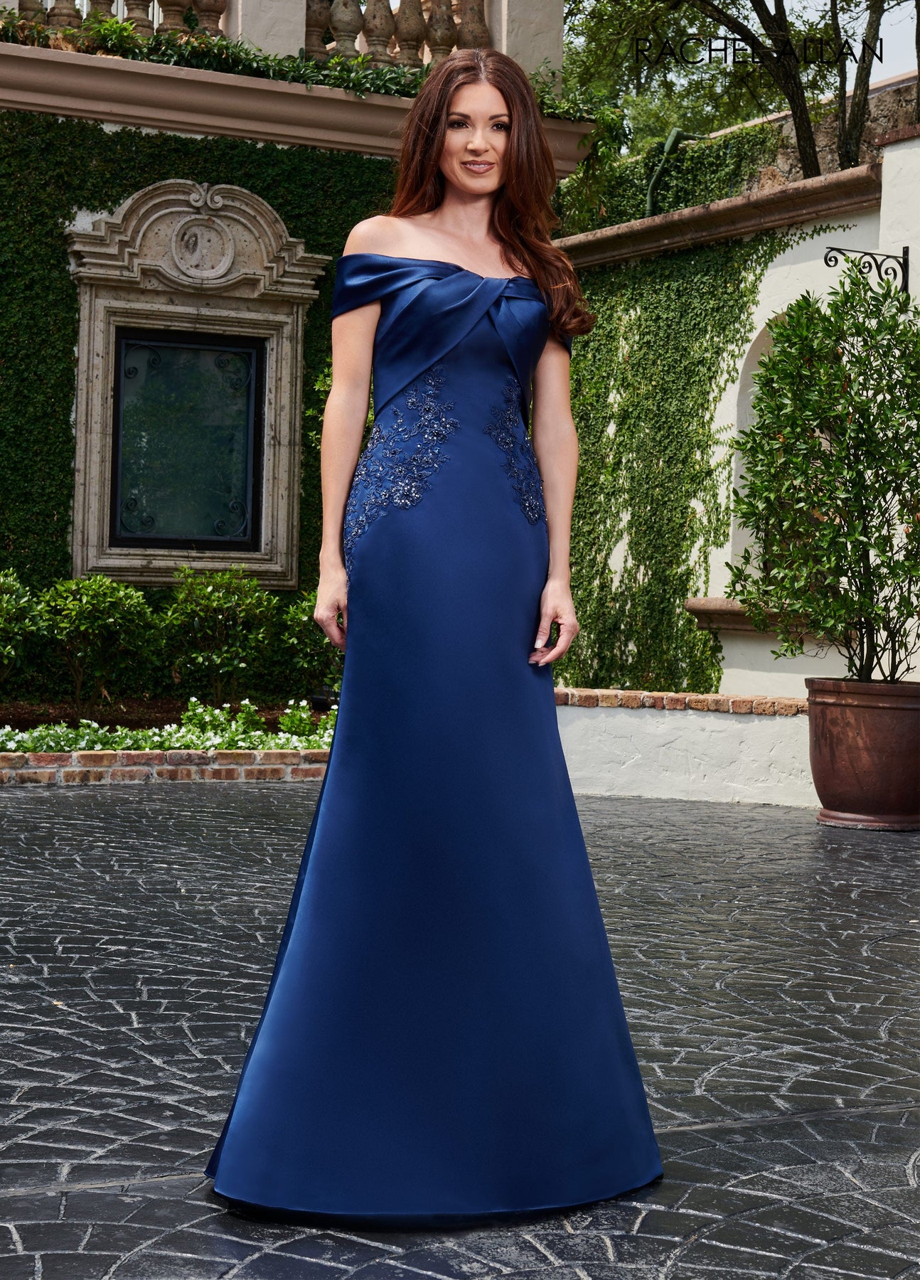 Rachel Allan RB8113 - Satin Sheath Gown with Embellishments Mother of the Bride Dresses