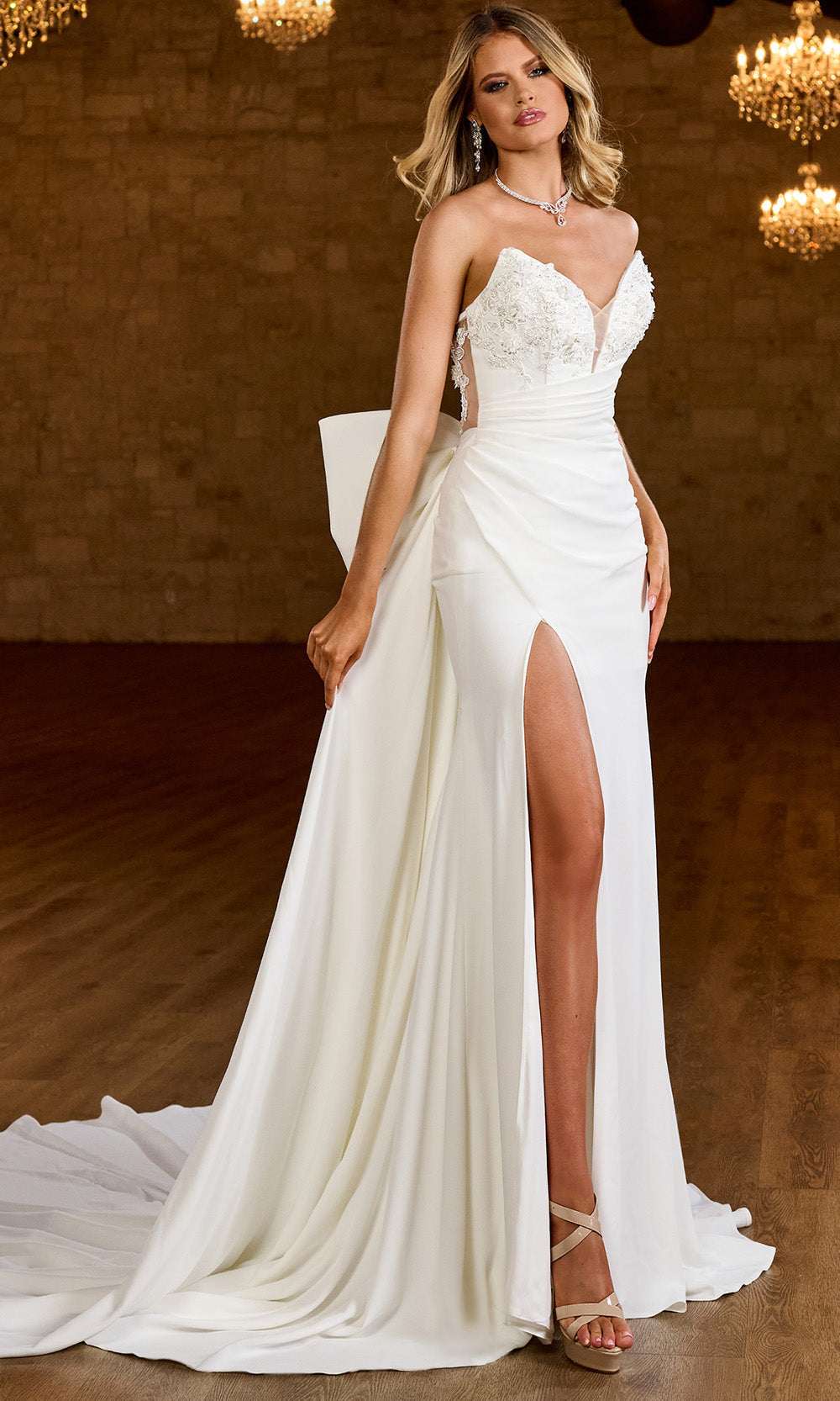 Rachel Allan Bridal RB5067 - Long Stretch Crepe Sheath Dress Rachel Allan Bridal RB5067 - Long Stretch Crepe Sheath Dress