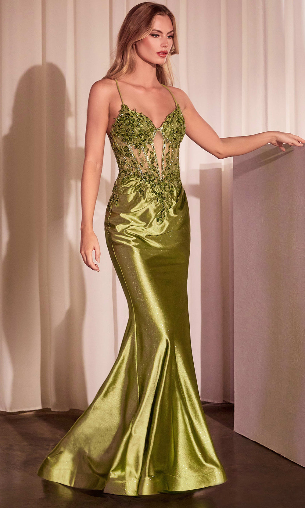 Ladivine CC2401 - Beaded Sheer Corset Gown