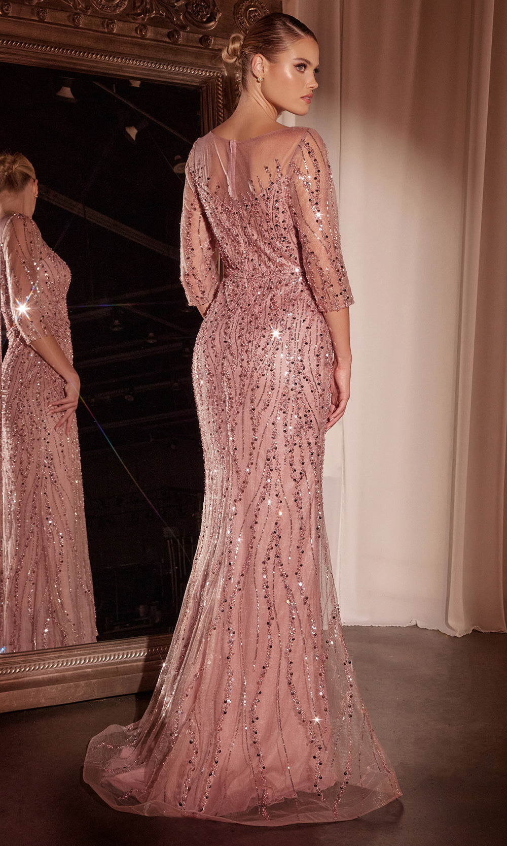 Ladivine CD0105 - High Neckline Mermaid Evening Gown