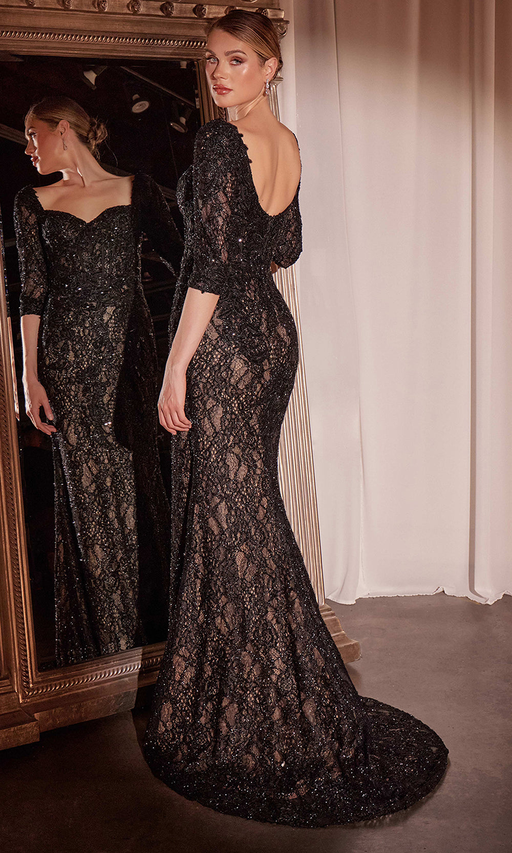 Ladivine CD749 - Queen Anne Lace Evening Gown