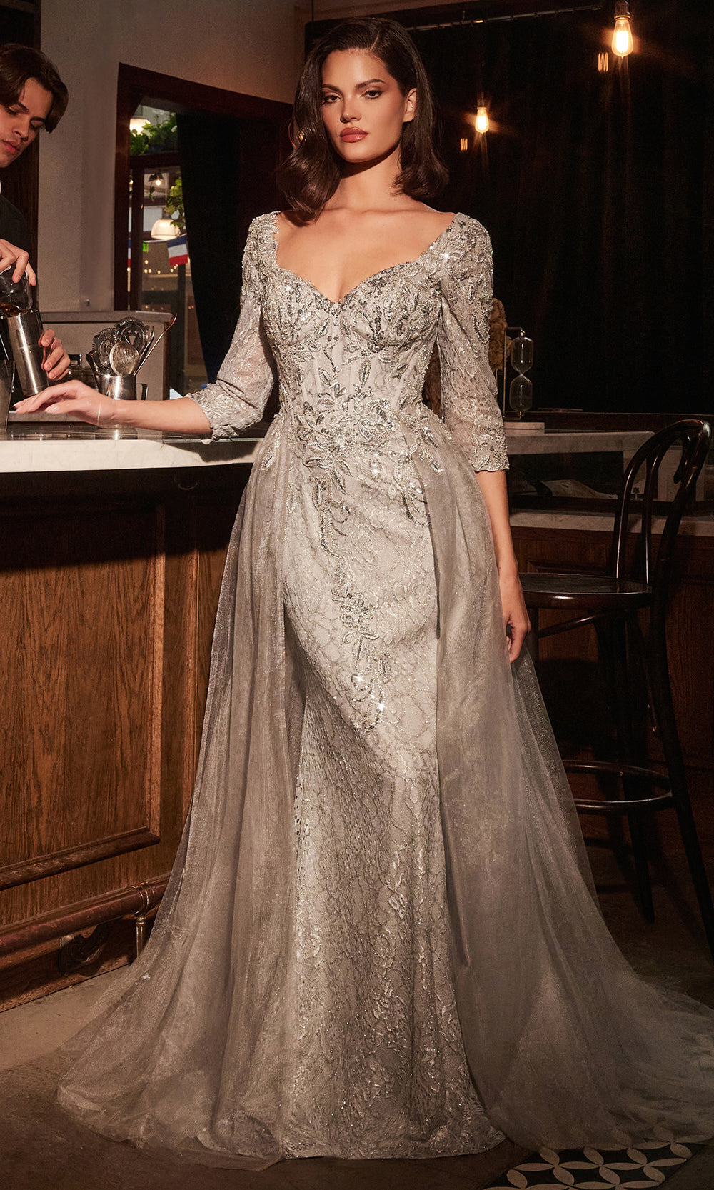 Ladivine CD749 - Queen Anne Lace Evening Gown