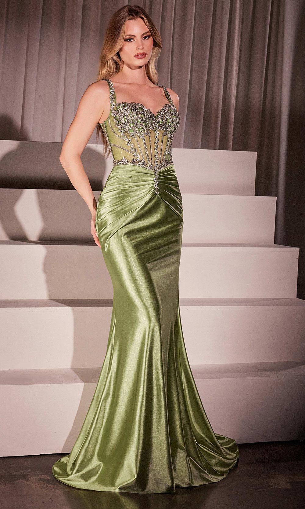 Ladivine CD757 - Pleated Sheath Evening Dress