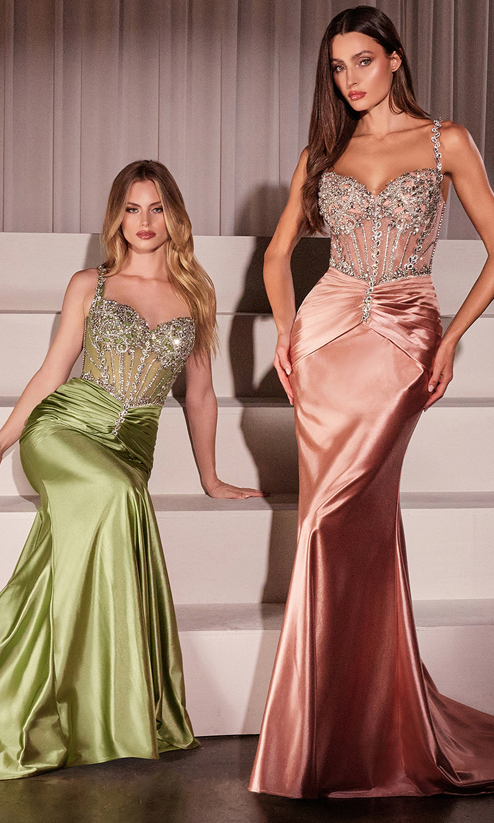 Ladivine CD757 - Pleated Sheath Evening Dress