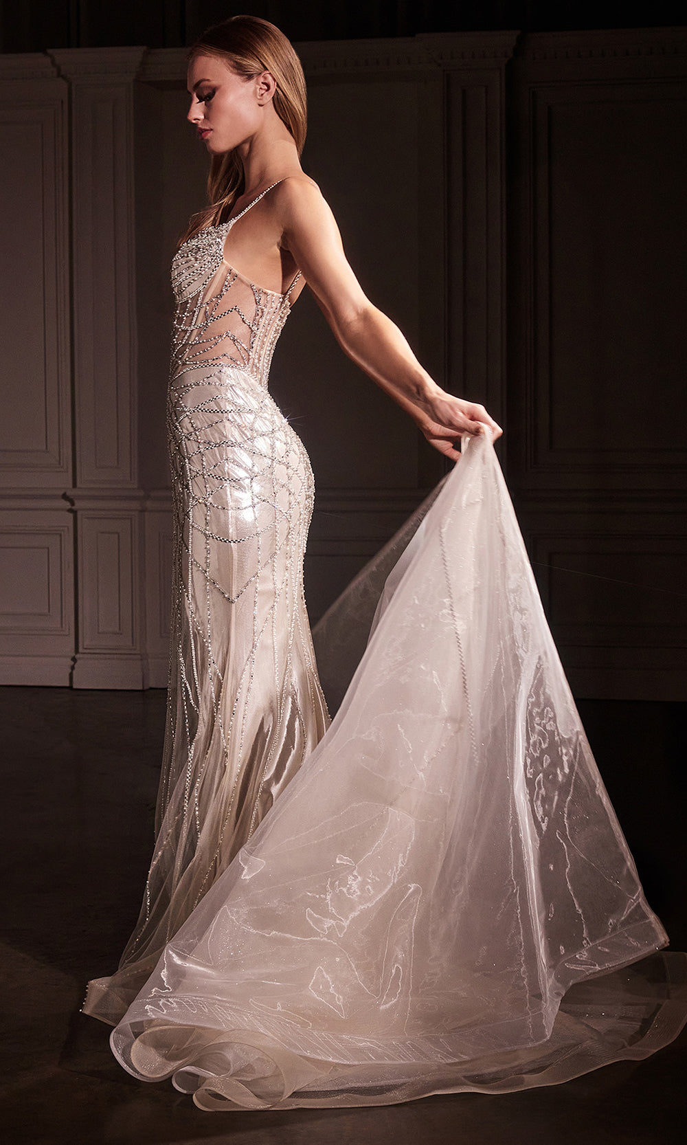 Ladivine CD763 - Rhinestone Sleeveless Prom Gown