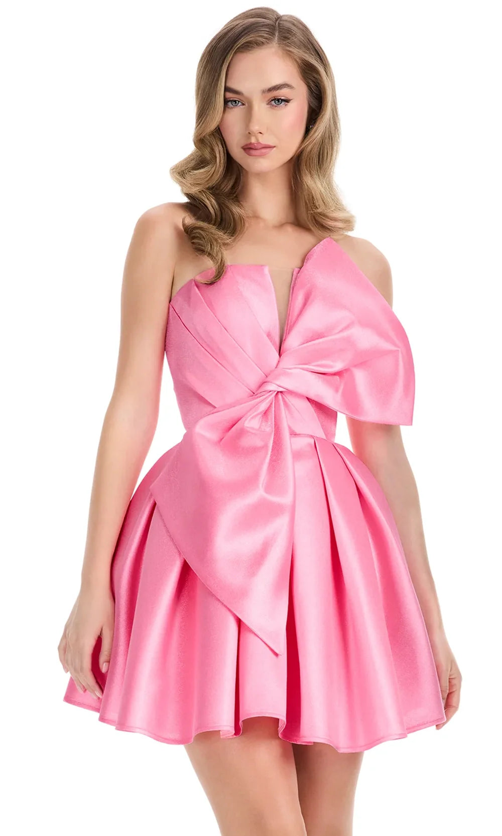 Ashley Lauren 4816 - Pleated Strapless Mikado Short Dress Cocktail Dresses