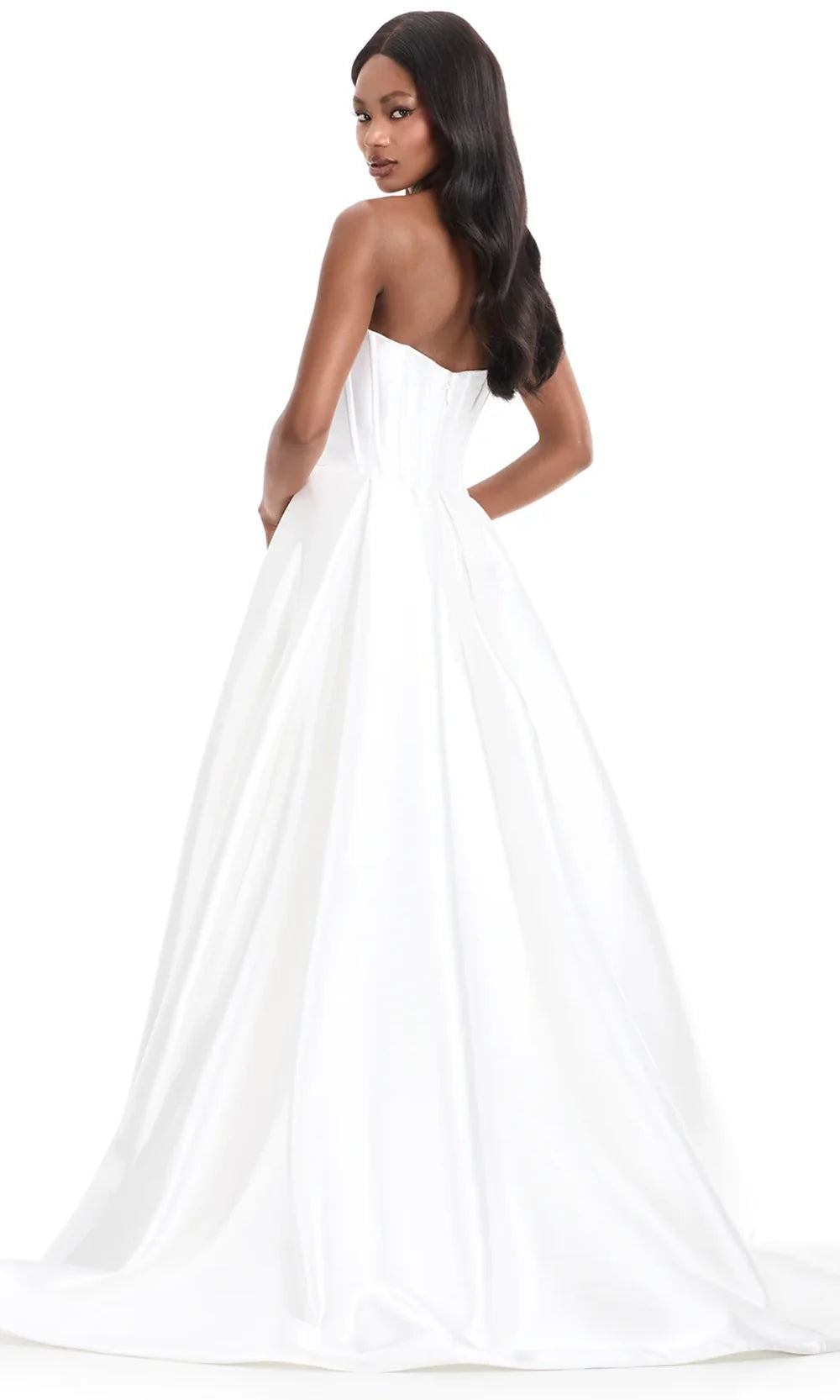 Ashley Lauren 12056 - Pleated Bodice Straight Neck Gown with Slit Bridal Dresses