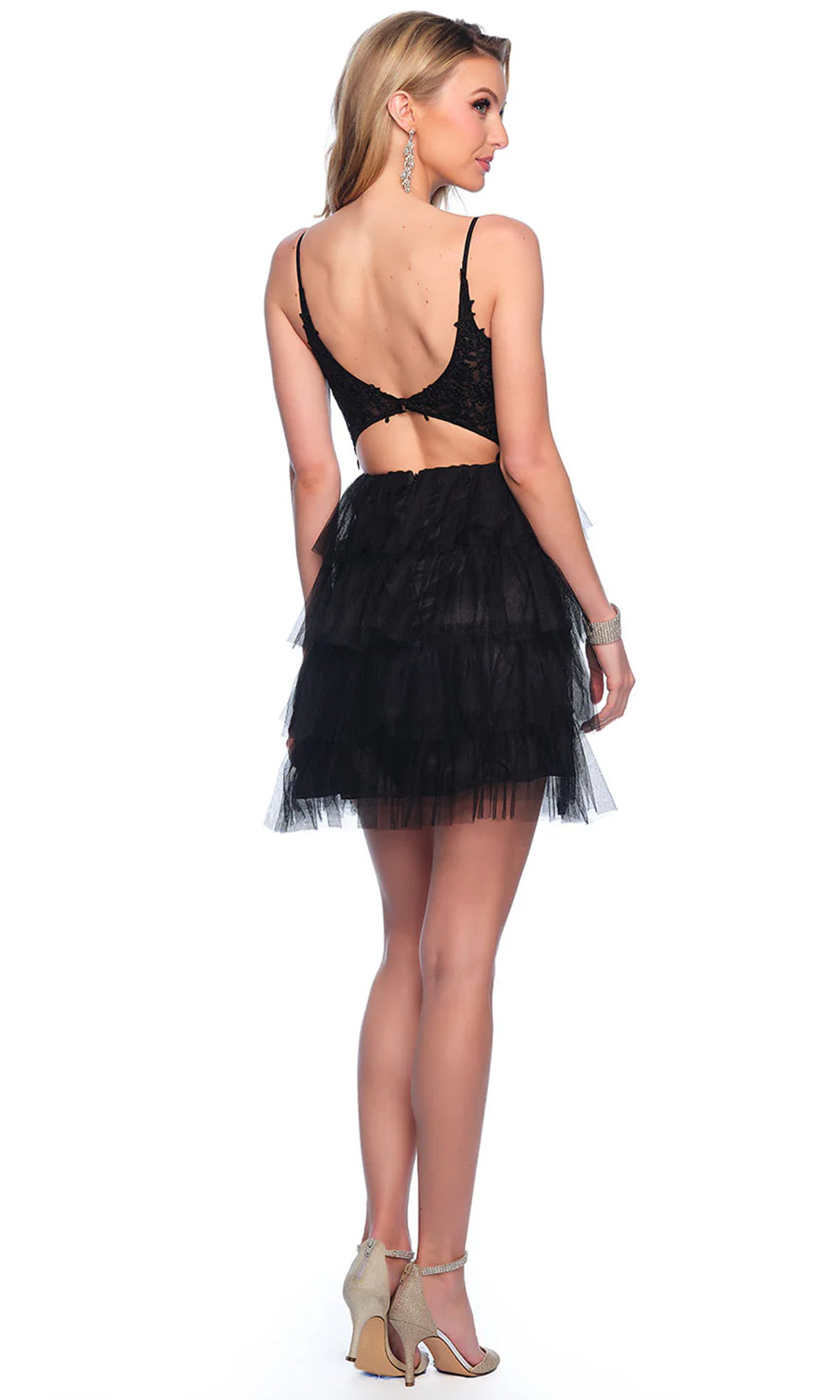 Dave & Johnny 11182 - Scoop Back Tiered Cocktail Dress