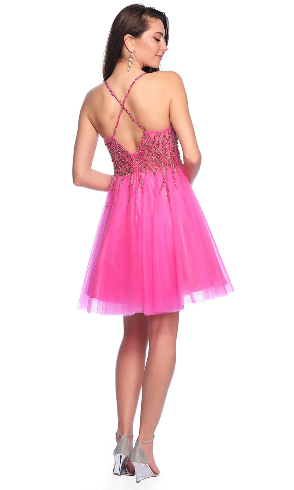 Dave & Johnny 11764 - Crisscross Back Embellished Cocktail Dress