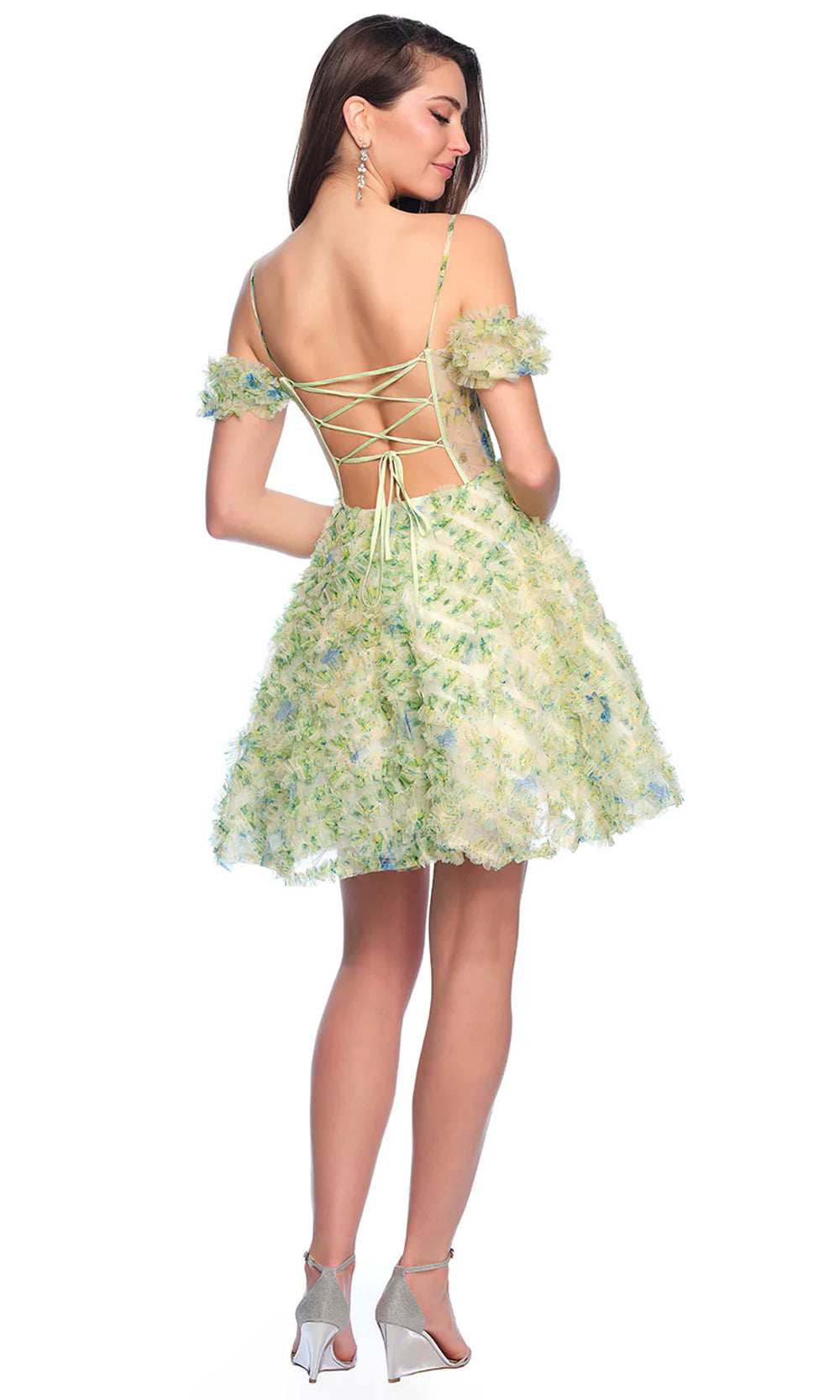Dave & Johnny 11767 - Ruffle Detailed A-Line Cocktail Dress