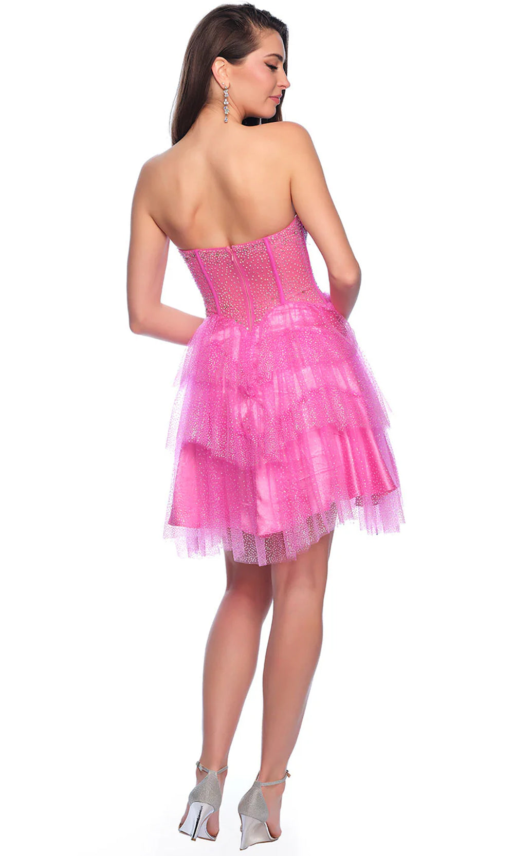 Dave & Johnny 11878 - Plunging Neckline A-Line Cocktail Dress