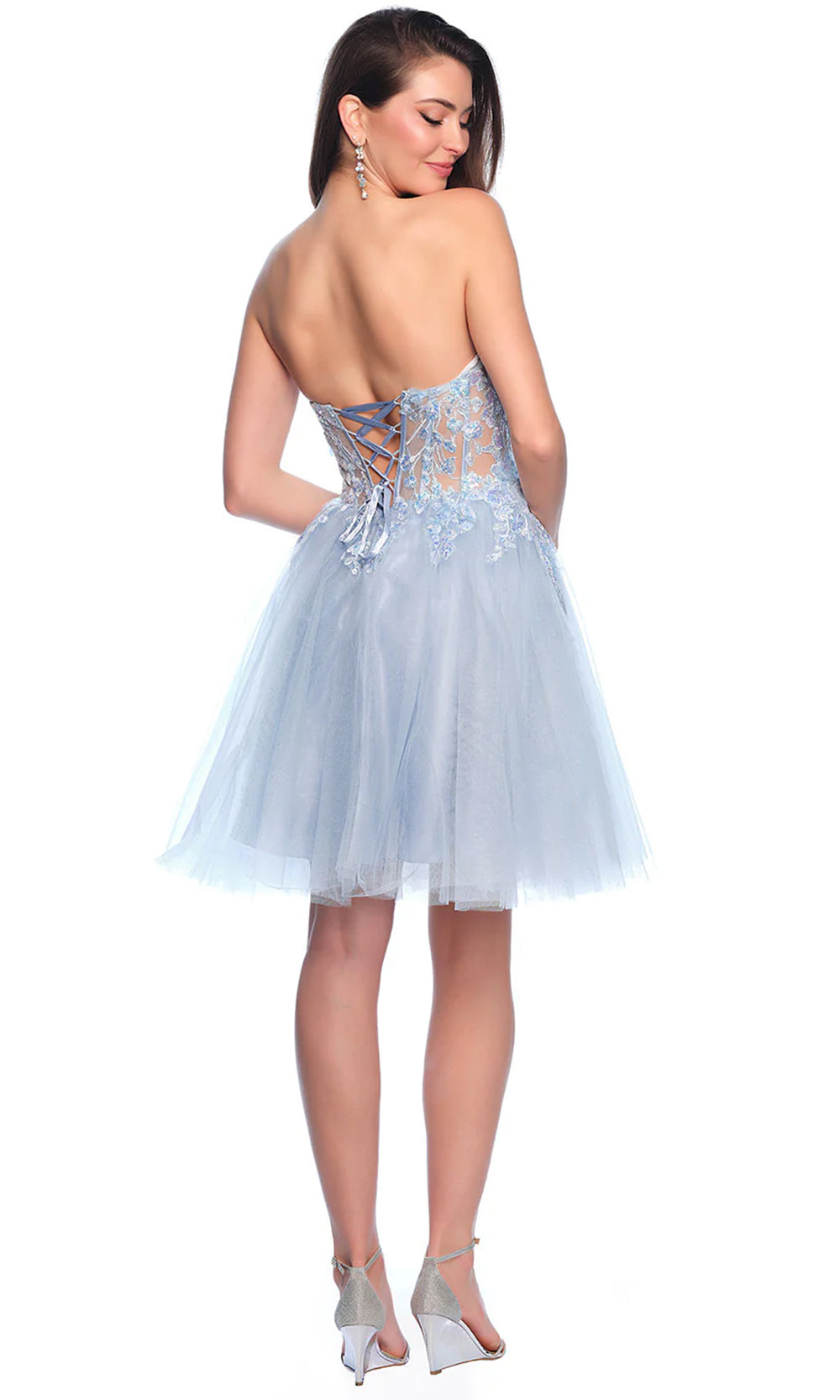Dave & Johnny 11973 - Strapless Lace-Up Cocktail Dress