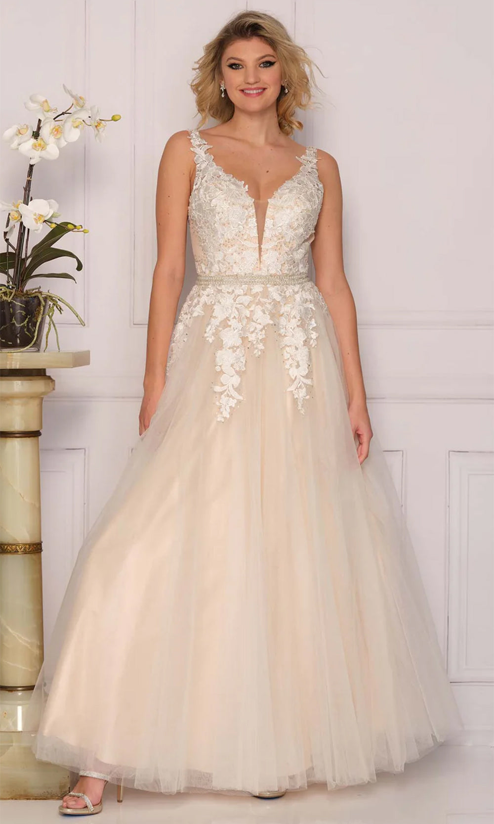 Dave & Johnny Bridal 10246W - Applique A-Line Bridal Gown