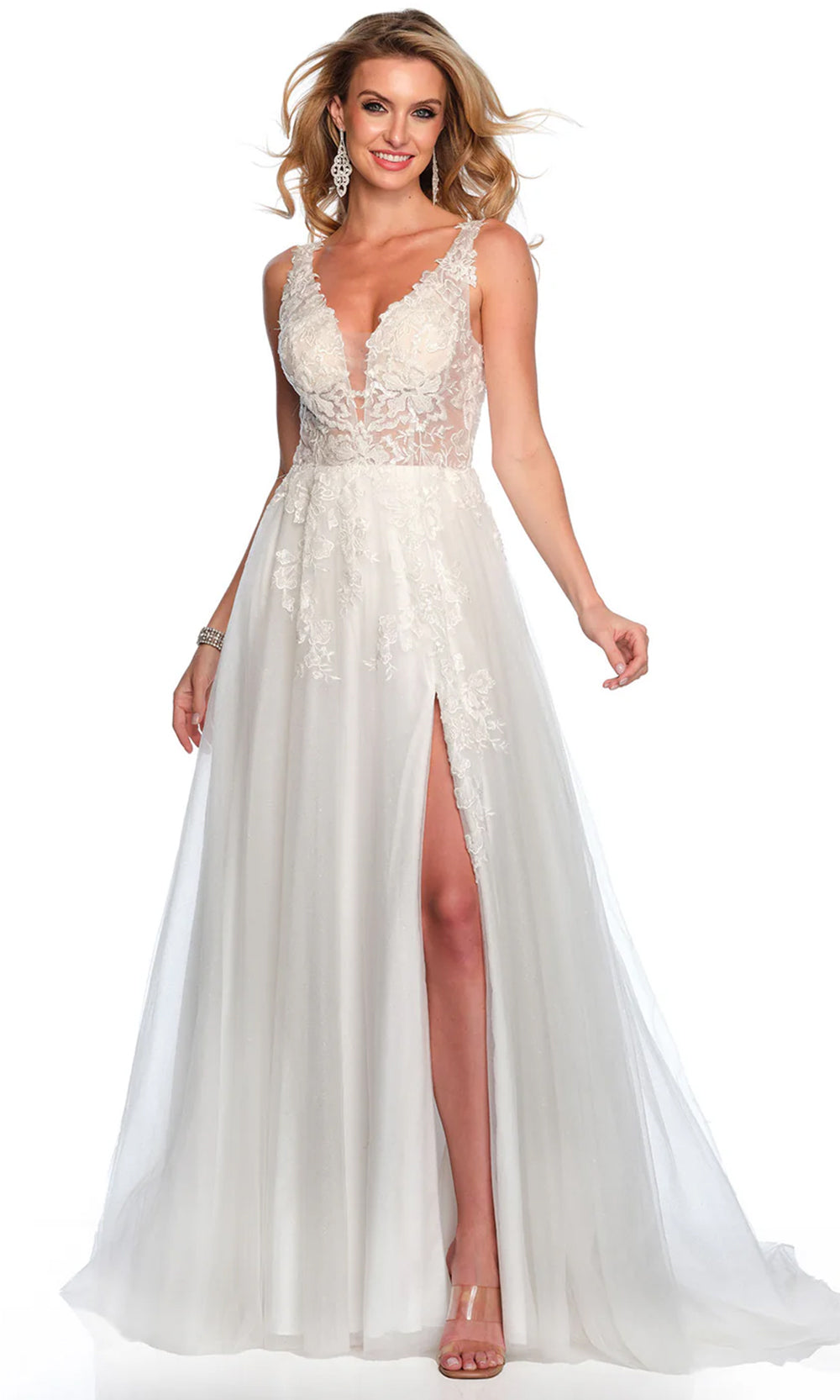 Dave & Johnny Bridal 11150 - High Slit A-Line Bridal Gown