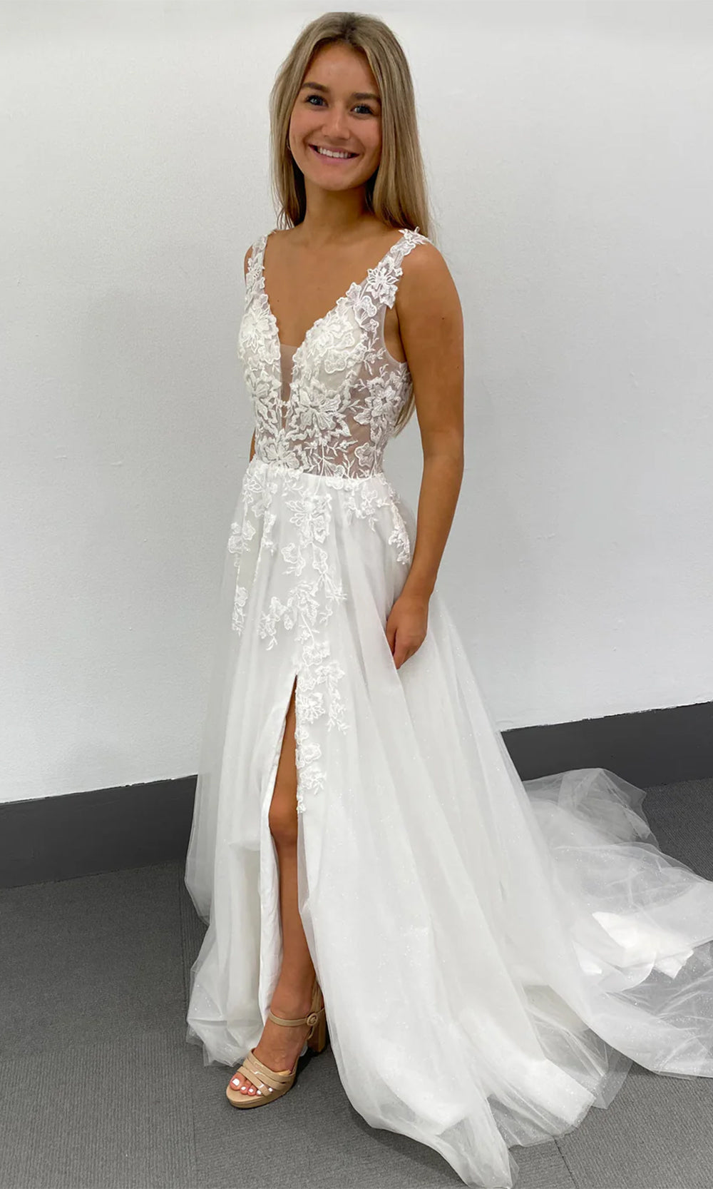 Dave & Johnny Bridal 11150 - High Slit A-Line Bridal Gown