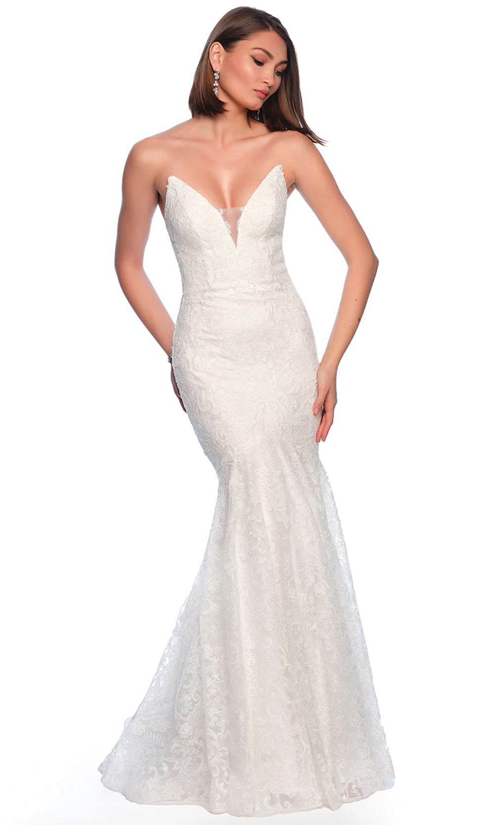 Dave & Johnny Bridal 11165 - Strapless Mermaid Bridal Gown Wedding Dresses 0 / Ivory