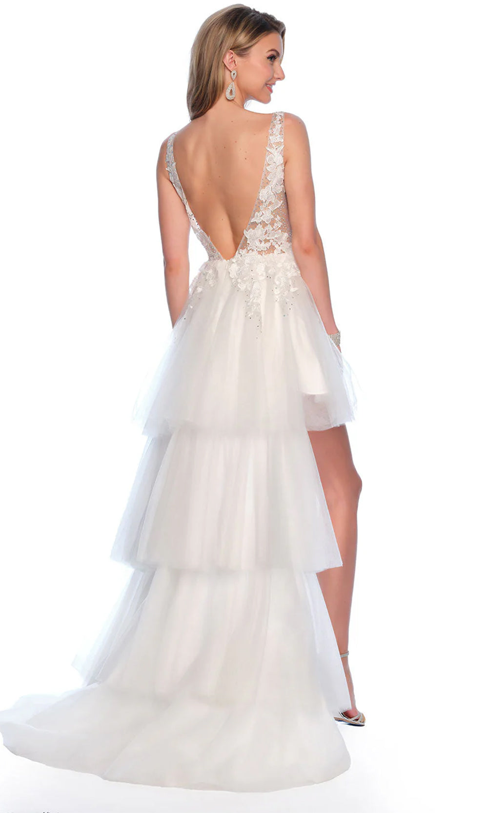 Dave & Johnny Bridal 11205 - Embroidered High Low Bridal Gown