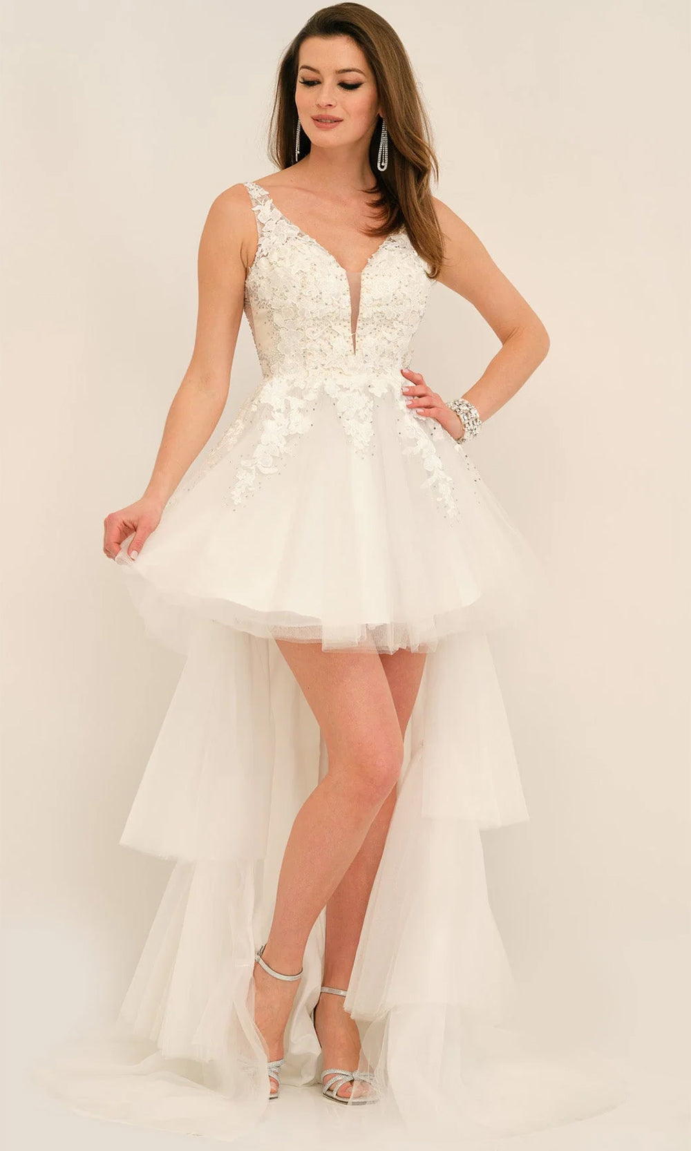 Dave & Johnny Bridal 11205 - Embroidered High Low Bridal Gown