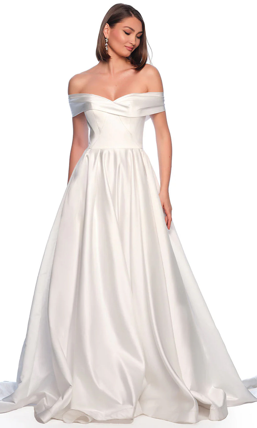 Dave & Johnny Bridal 11334 - Satin A-Line Bridal Gown Wedding Dresses 0 / Ivory