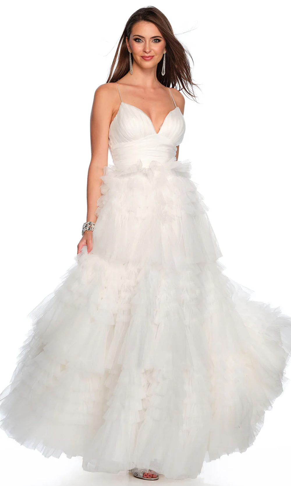 Dave & Johnny Bridal 11588 - Shirred A-Line Bridal Gown Wedding Dresses 0 / Ivory