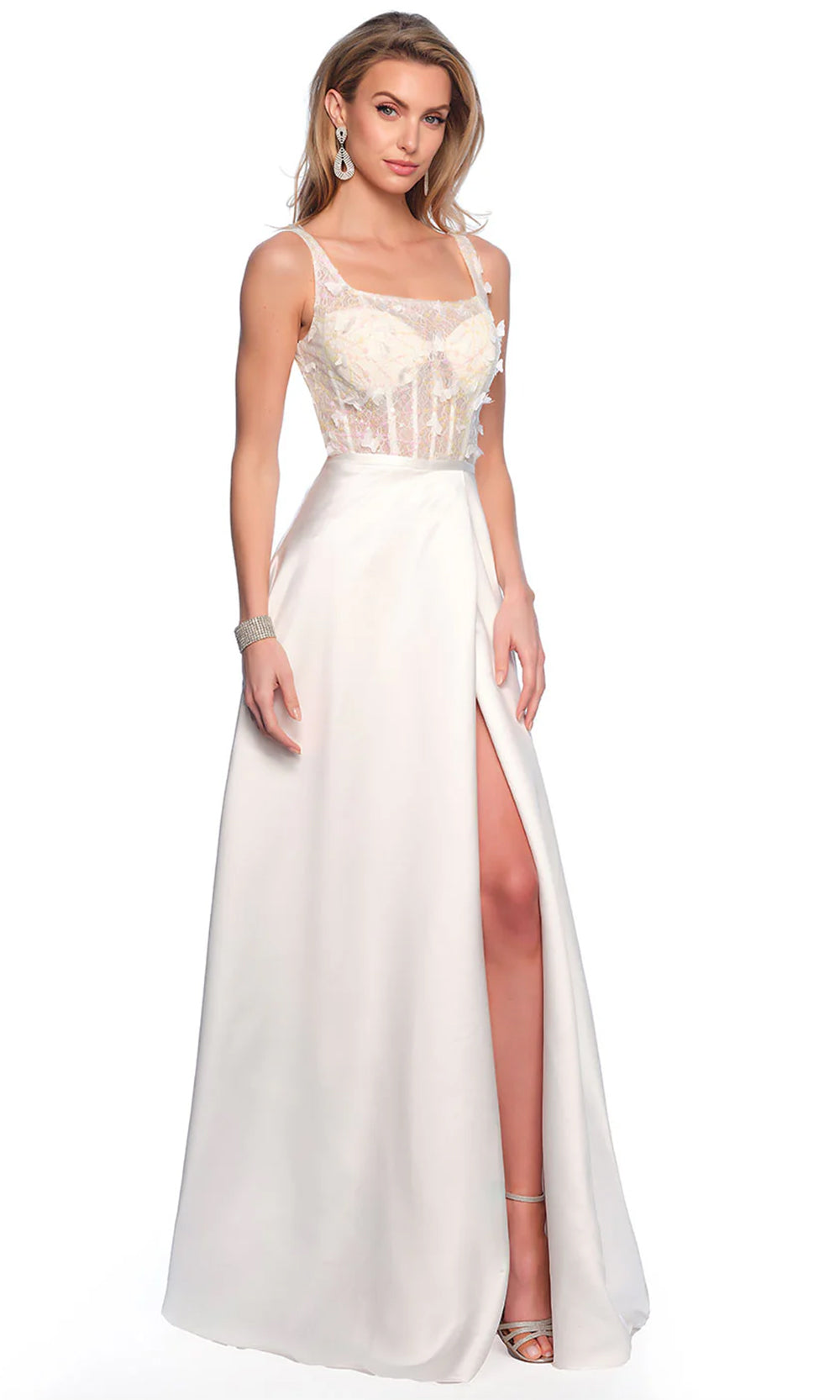 Dave & Johnny Bridal 11739 - Butterfly Applique Bridal Gown Wedding Dresses 0 / Ivory