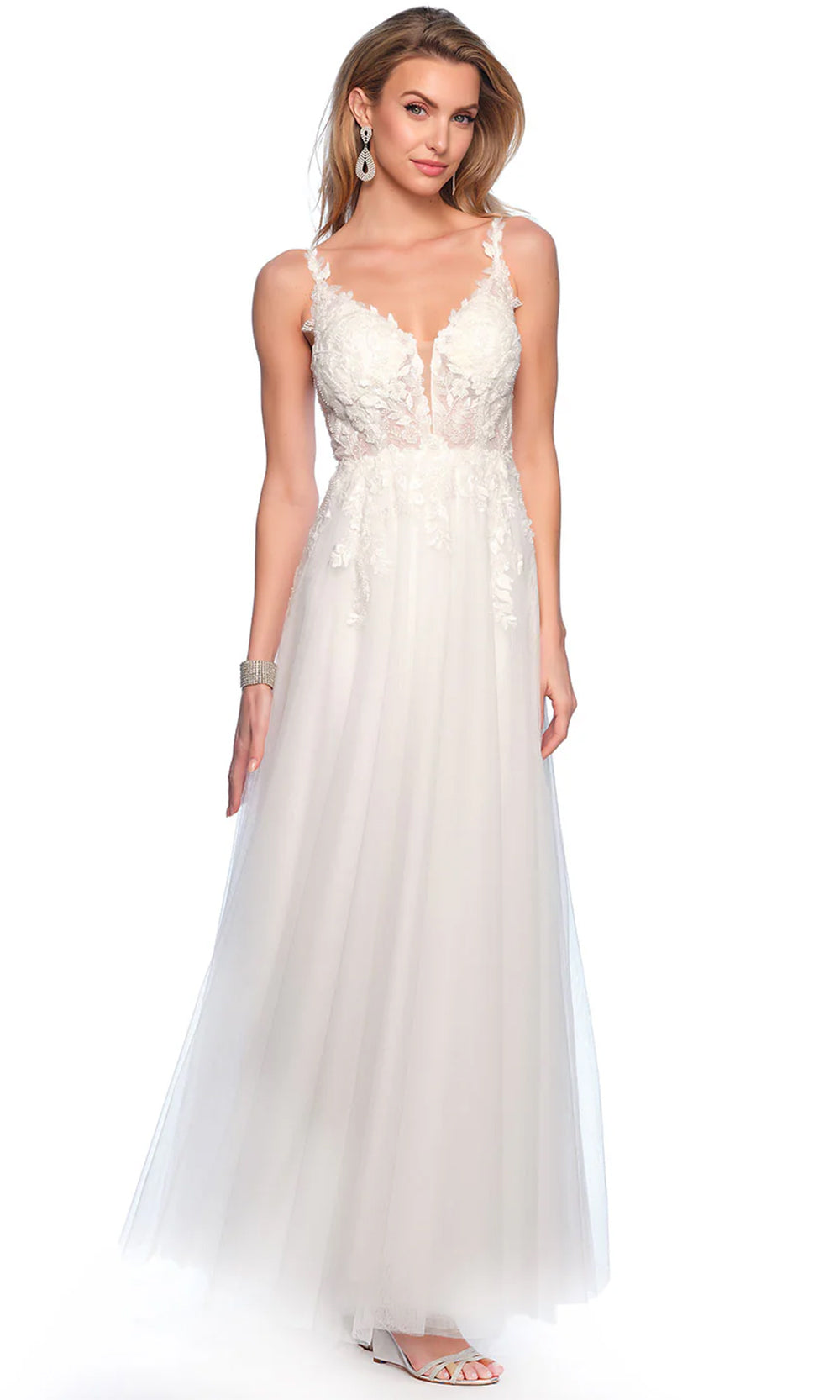 Dave & Johnny Bridal 11946 - Sleeveless Embroidered Bridal Gown Homecoming Dresses 0 / Ivory
