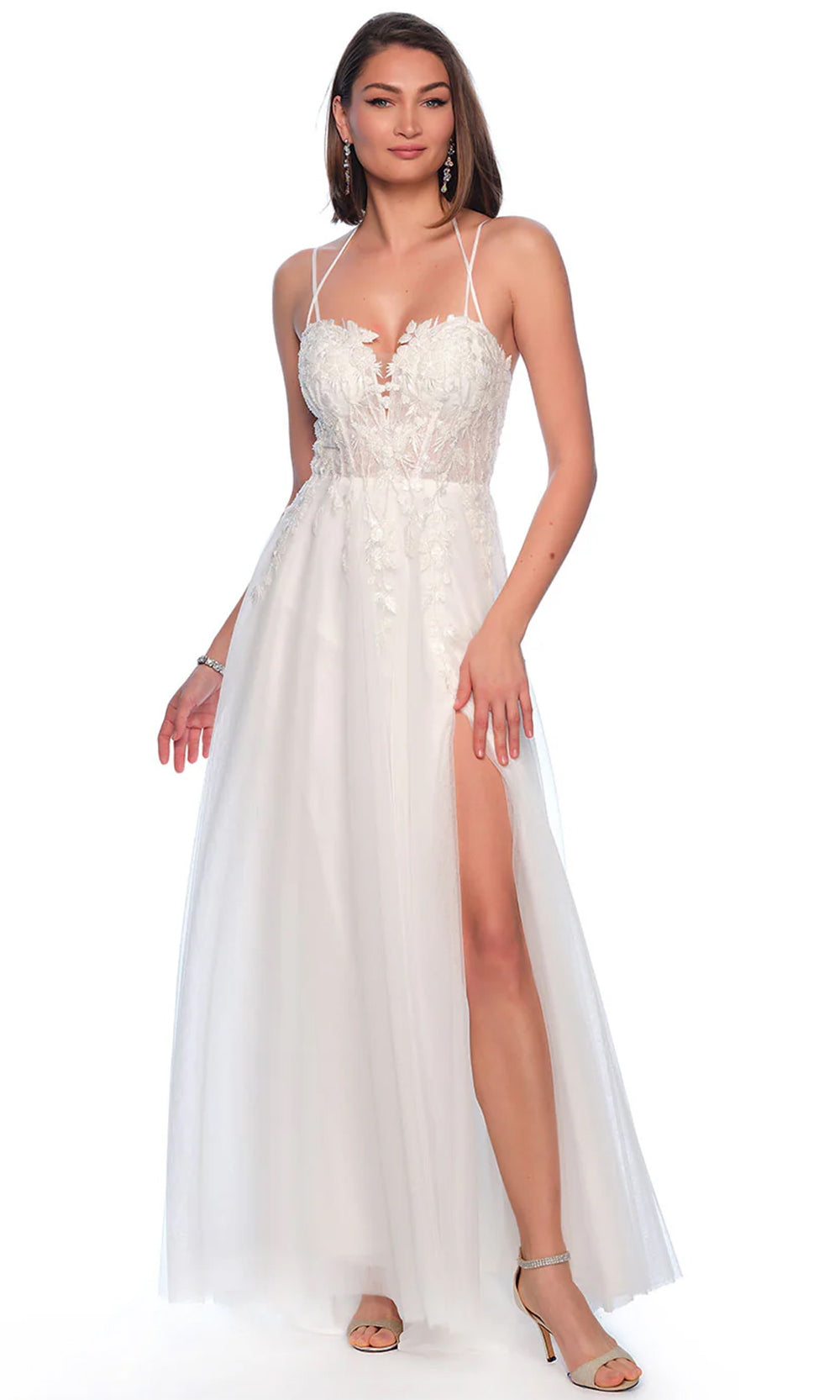 Dave & Johnny Bridal 11949 - Sweetheart Bodice Bridal Gown Wedding Dresses 0 / Ivory