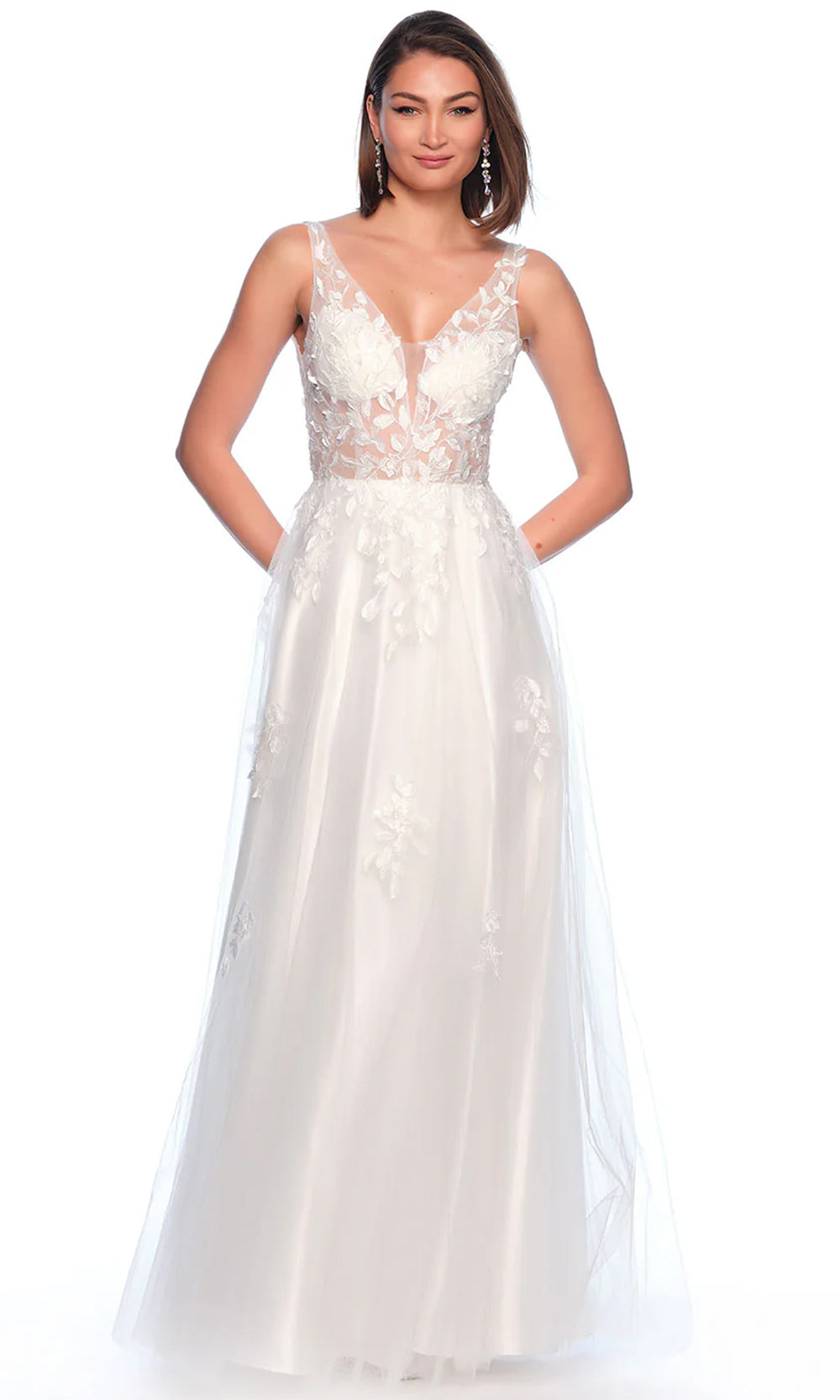 Dave & Johnny Bridal 11969 - Leaf Motif Bridal Gown Wedding Dresses 0 / Ivory