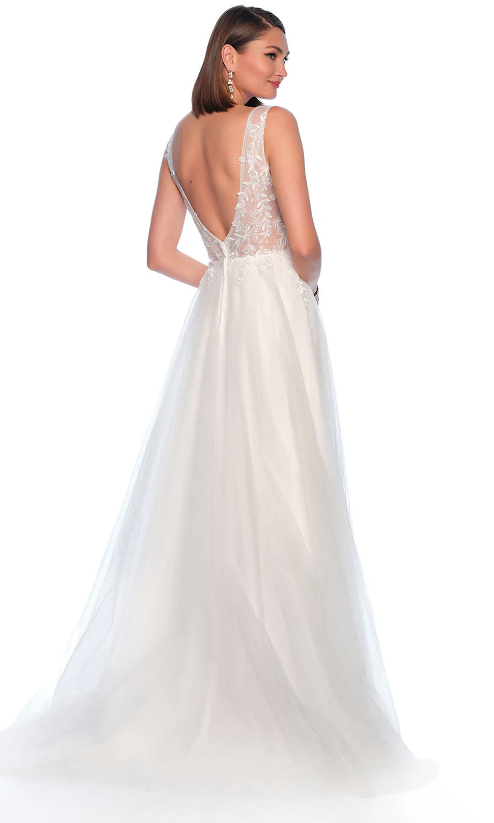 Dave & Johnny Bridal 11990 - Embroidered Plunge Bridal Gown