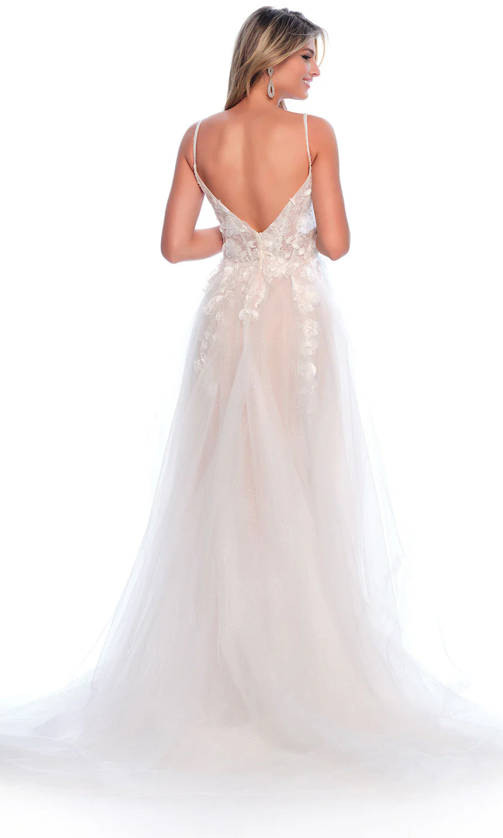 Dave & Johnny Bridal 12113 - Plunging Applique Bridal Gown