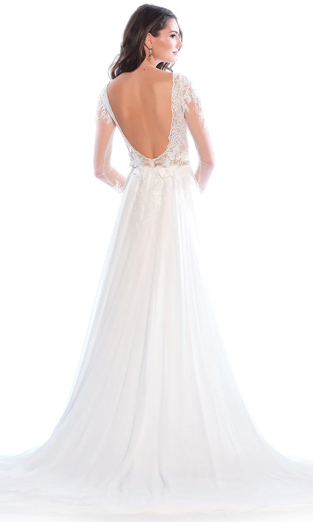 Dave & Johnny Bridal 12115 - Long Sleeve Chiffon Bridal Gown