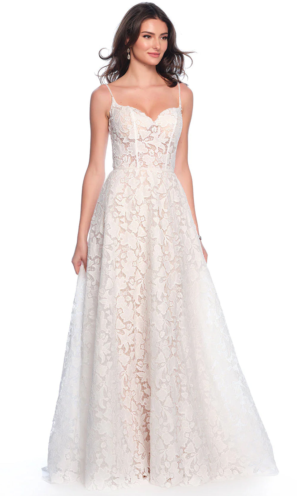 Dave & Johnny Bridal 12116 - Pearl Detail A-Line Bridal Gown Bridal Dresses 0 / Ivory