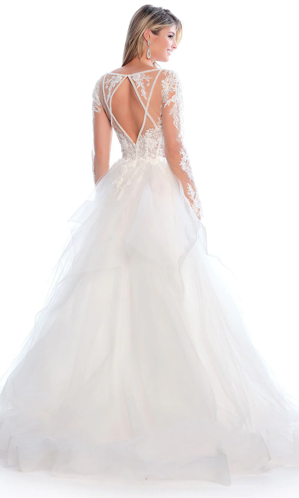 Dave & Johnny Bridal 12117 - Ruffled A-Line Bridal Gown