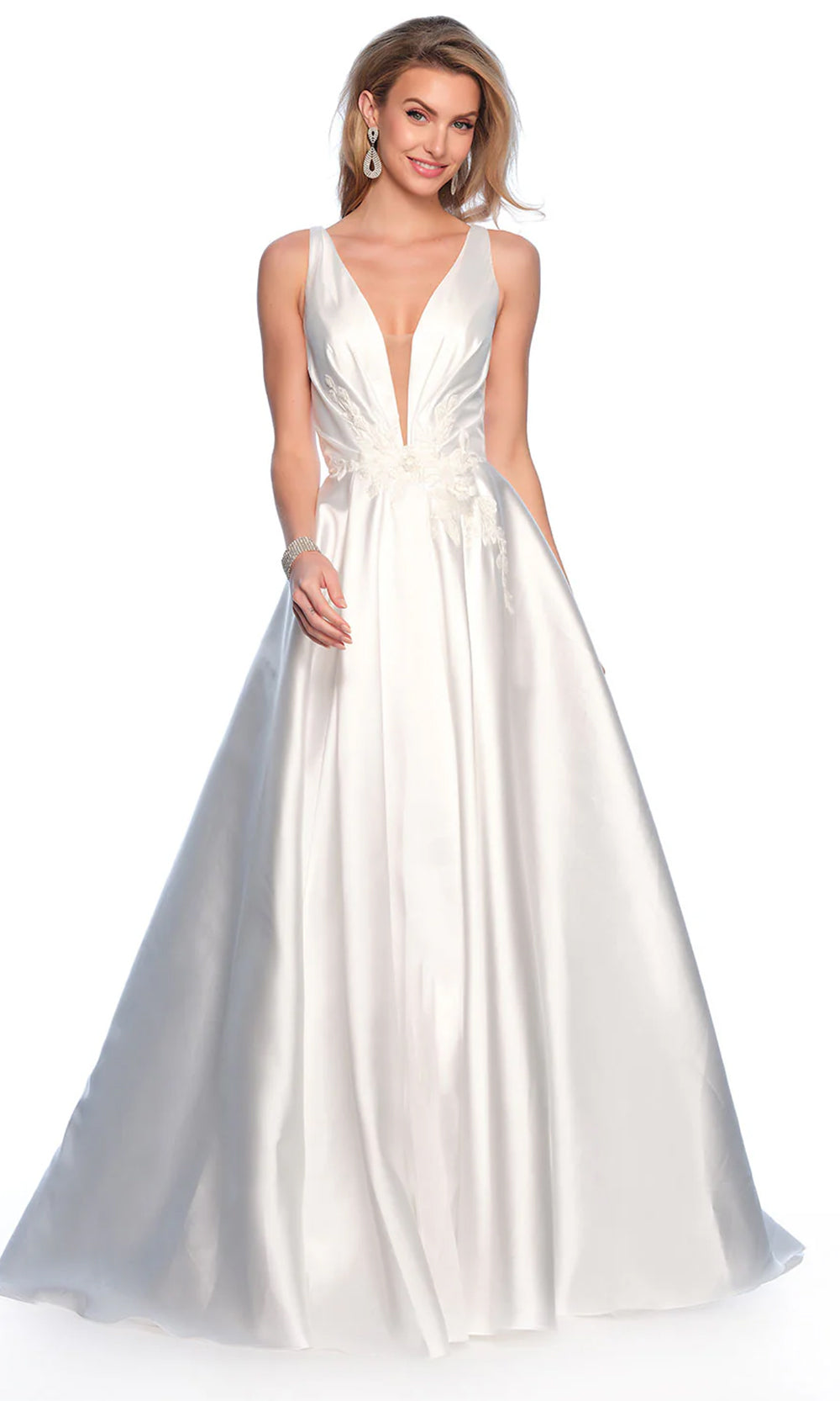 Dave & Johnny Bridal 12118 - Embellished Waist Bridal Gown Bridal Dresses 0 / Ivory