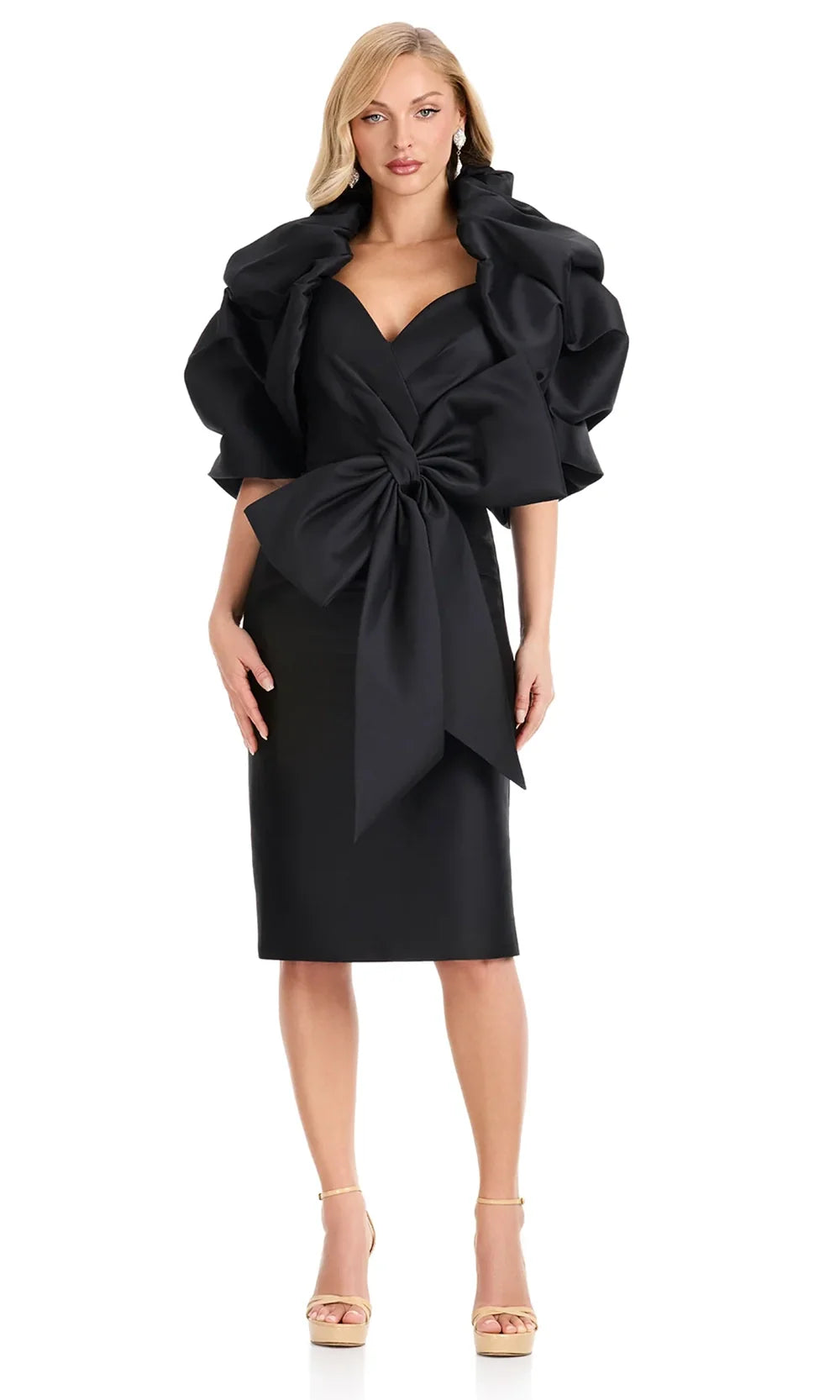 Ashley Lauren E4916 - Knee-Length Mikado Sheath Dress