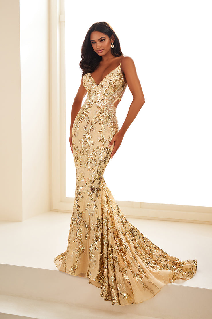 Ellie Wilde EW35011 - Long Embroidered Sequin Tulle Mermaid Dress - Fitted, Sequin Embellished, Sleeveless, Spaghetti Straps, Floor Length, Open Back, Ellie Wilde EW35011 - Long Embroidered Sequin Tulle Mermaid Dress - Fitted, Sequin Embellished, Sleeveless, Spaghetti Straps, Floor Length, Open Back,