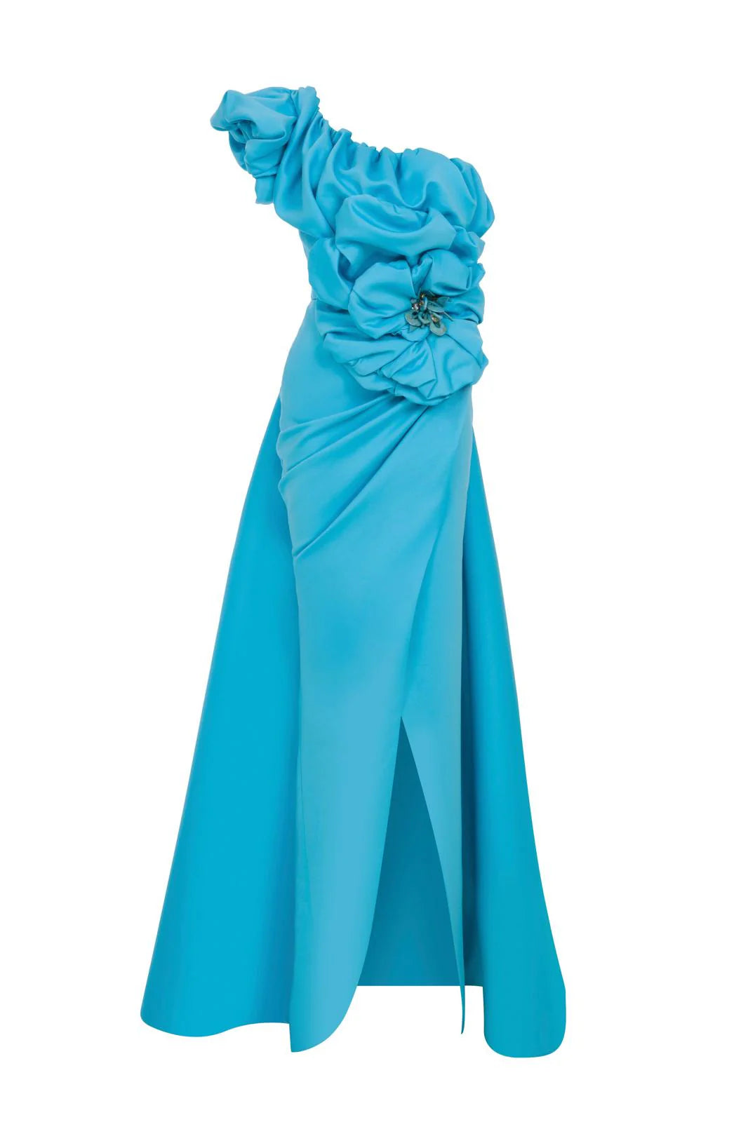 MNM Couture F02904 - Ruched One Shoulder Gown with Gloves