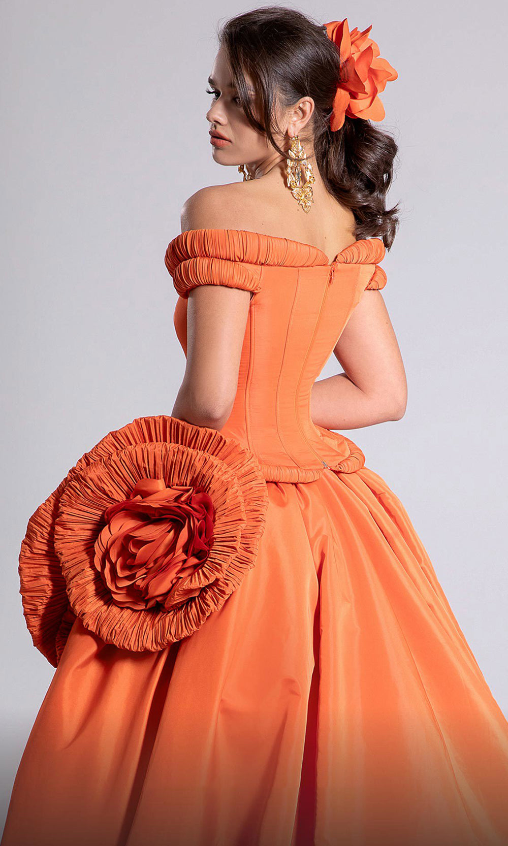 MNM Couture F02913 - Off Shoulder Corset Draped Gown Ball Gowns